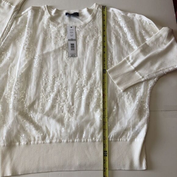joseph a womens Sequin Front  Ivory Sweater Size 1X NWT - Picture 6 of 12
